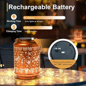 OEM Custom Durable Solar Powered Courtyard Lamp Waterproof Hollow Iron IP65 <b>LED</b> Villa Garden Projection <b>Light</b> Solar Lantern - Product Image 4