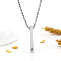 Collar con colgante de barra vertical grabado personalizado, collar de barra cepillada de oro grabable de acero inoxidable para niño y hombre, joyería grabada