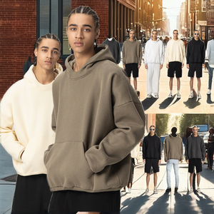 Sudadera con Capucha Roregal, Estilo Vintage, Tejida, Bordada, Extra Grande, para Invierno, Unisex, Gruesa, 400G, con Bolsillo, para Hombre - Product Image 2