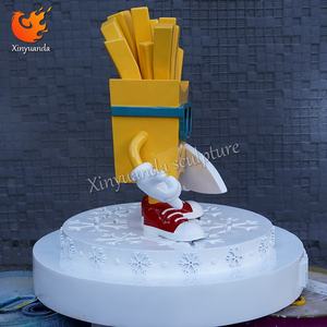 만화 감자 튀김 유리 섬유 조각, 패스트 푸드 레스토랑 환영 장식, 음식 테마 F & B 체크인 장식 - Product Image 3