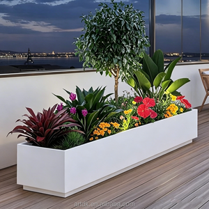 Vase moderne en acier inoxydable H24 OEM ODM avec éclairage LED, bac à plantes pour hôtel, jardin, balcon, terrasse, décoration paysagère - Product Image 3