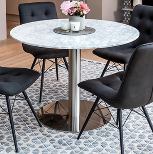 स्टेनलेस स्टील बेस के साथ आधुनिक पत्थर प्लेट भोजन तालिका 2-4 व्यक्ति तालिका - Product Image 3