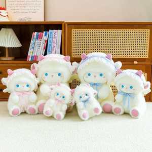 Peluche Pecora Angeli Nani con Fiocco da 20/30 cm, Simpatico Cuscino a Forma di Agnello Bianco, Regalo di Compleanno per Bambini e Bambine, Vendita all'Ingrosso - Product Image 3