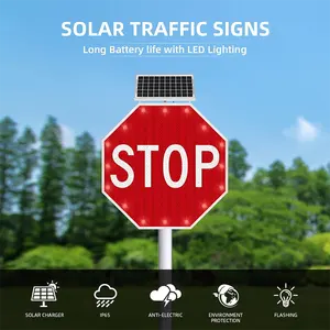 Высококачественные светодиодные знаки остановки на солнечных батареях, дорожные стрелки, предупреждающие знаки пересечения