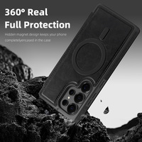 Étui à rabat en cuir PU de qualité supérieure pour Samsung 25 Ultra / 24 Plus avec charge magnétique sans fil et fente pour cartes, étui antichoc