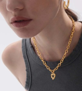 Milskye hermoso conjunto de joyas para mujeres latón 14K chapado en oro grueso corazón collares - Product Image 4