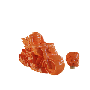 Vente en gros d'usine OEM ODM, crâne <span class=keywords><strong>de</strong></span> squelette en céramique orange <span class=keywords><strong>de</strong></span> couleur unie sur le thème d'Halloween, motards du feu <span class=keywords><strong>avec</strong></span> <span class=keywords><strong>bouteille</strong></span> <span class=keywords><strong>de</strong></span> liqueur <span class=keywords><strong>de</strong></span> moto - Product Image 4