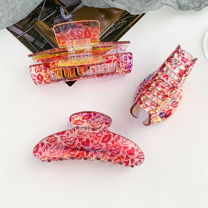 Pince à cheveux en forme de cœur en acrylique pour la Saint-Valentin, accessoires de coiffure en plastique de style fête pour femmes et filles - Product Image 3