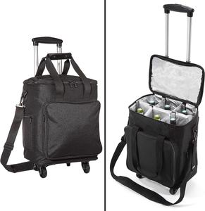 Carro rodante acolchado aislado hebilla desmontable divisores enfriador bolso extraíble 6 botellas portador <span class=keywords><strong>de</strong></span> vino equipaje maleta bolsa - Product Image 2