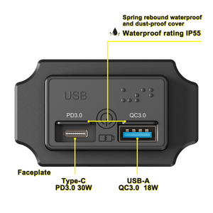 Chargeur de voiture USB double à charge rapide avec interrupteur tactile plat 24 V, ports USB-A et Type-C, prise de charge pour voiture - Product Image 6