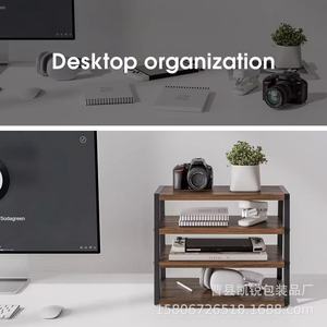 Estante de almacenamiento de madera, organizador de escritorio de 4 capas para documentos y libros de oficina, tipo rectangular, multiusos - Product Image 4