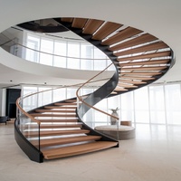 Escalier en colimaçon moderne Anewson en fer forgé et bois avec rampe métallique durable pour usage intérieur