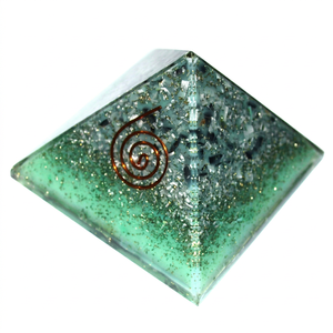Green Jade <b>Orgone</b> <b>Pyramid</b> with Copper Spiral Inlay Large Carved for Jewelry Making by <b>Orgone</b> Products - Product Image 1