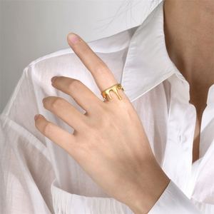 Anillos de Joyería Personalizados Elegantes, Anillos Irregulares Chapados en Oro de 18k para Mujer - Product Image 4