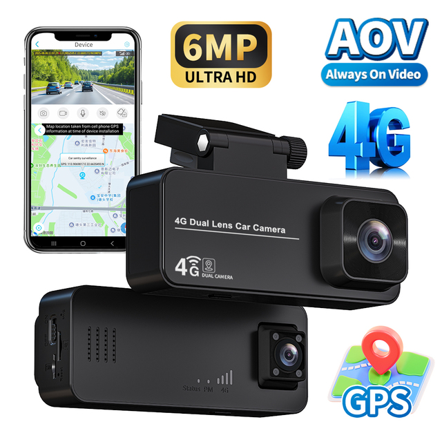 4G True 2K Video Recorder Dashcam GPS Front/Rear DVR Car Camera APP Control Car Dashcam Remote Monitor Auto Loop Recording