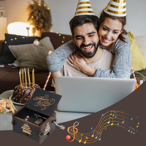 Boîte à musique en bois personnalisable Instrument de musique gravé Joyeux anniversaire Jouet pour maman papa fille fils femme mari amis - Product Image 2