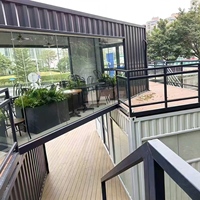 Conteneur ondulé bleu marine Apple Cabin House à deux niveaux avec toit incliné, auvent et fenêtre, idéal pour les comptoirs de magasins de centres commerciaux