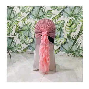 婚礼用品优雅粉色装饰窗扇雪纺褶边椅套紫罗兰色卷发婚礼椅扇