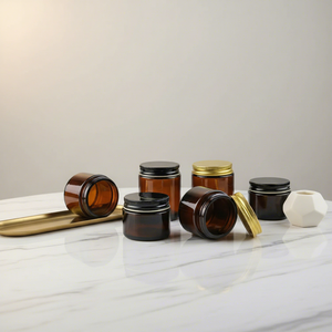 Wholesale Empty Amber Glass Cylinder-Shaped Candlestick Holder Metal Lid Eco-Friendly Heat Resistant Container for Home