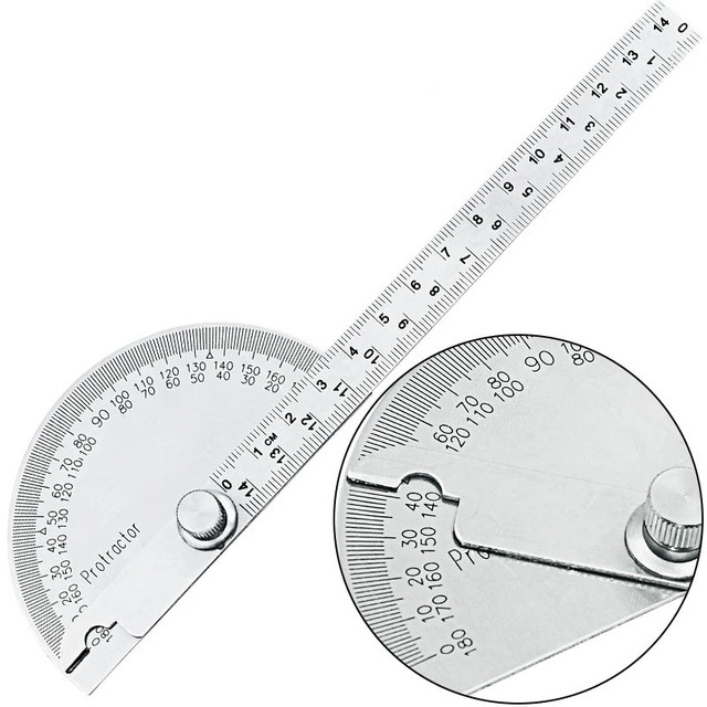 145mm Stainless Steel 180 Degree Protractor Angle Meter Measuring Ruler Rotary Mechanic Tool Ruler Protractor