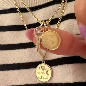 Grosir disesuaikan kalung berlian berlapis emas liontin bulan dan bintang koin - Product Image 3