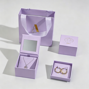 Square Magnetic Jewelry <b>Boxes</b> Gift Set With Inner Mirror And <b>Matching</b> Handle Gift Bag Jewellery Packaging For Wedding Favors - Product Image 3