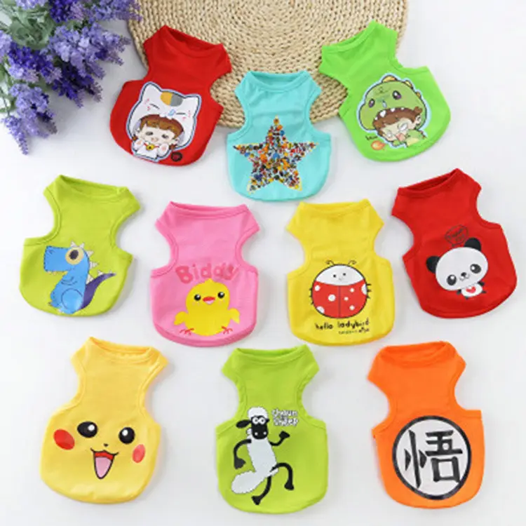 Manufacturers direct wholesale new spring and summer cartoon cute dog vest pet clothes