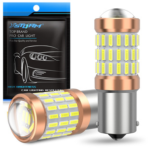 Lámparas automáticas de 12V, 60SMD, 4014, 1156, 1157, BA15S, <span class=keywords><strong>P21W</strong></span>, P21/5W, BAY15D, BAU15S, 7440, 7443, luz de freno de giro, bombillas inversas con lente de proyector - Product Image 1