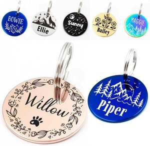 Wholesales Custom LOGO Nautical Animal Glitter Stainless Steel Dog <b>ID</b> <b>Tag</b> Multi Color Engraved Bone Pet Accessories DIY Laser - Product Image 5
