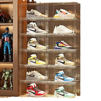 Boîte à chaussures empilable à ouverture latérale pour baskets de porte Boîte à chaussures transparente magnétique à tiroirs en acrylique