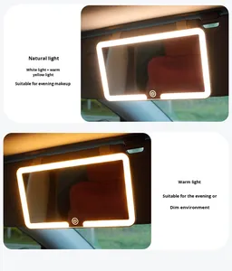 Espejo de Maquillaje para el Copiloto con Visera Solar Ajustable Tricolor LED de Alta Definición y Aumento de 3x, Resistente al Polvo y Montado en el Automóvil - Product Image 6