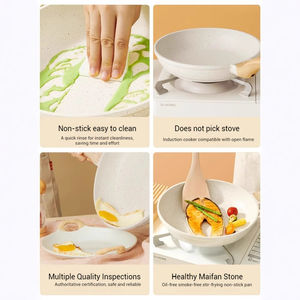 Cocina doméstica de 20/24/28cm, estufa de gas de inducción saludable, sartén para carne, Wok Sartenes para freír, sartén de granito de piedra médica antiadherente - Product Image 5