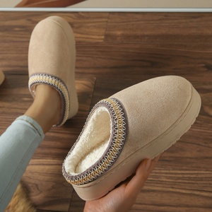 Chaussons d'intérieur pour hommes à semelle épaisse et bout fermé en daim avec coutures, pour usage domestique, automne-hiver, directement du fabricant, en stock - Product Image 2