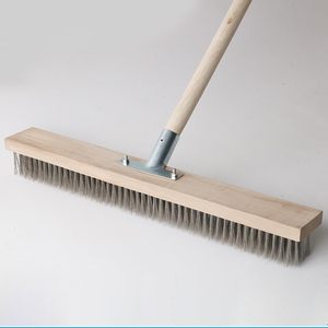 <b>Deck</b> & Floor Cleaning <b>Brush</b> with Stainless Steel Wire, Long Handle Outdoor Broom for Concrete, Wood, Stone Surfaces - Product Image 2