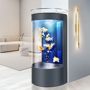 Acuario <span class=keywords><strong>de</strong></span> Vidrio Semicircular Europeo con Bombas <span class=keywords><strong>de</strong></span> Agua, 276-690L, Autolimpiable, Ultrasilencioso, para el Hogar - Product Image 4