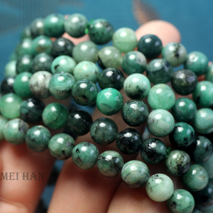 Hạt đá <span class=keywords><strong>Emerald</strong></span> tự nhiên A+++ Châu Phi, tròn nhẵn, bán buôn Meihan, dùng làm đồ trang sức & tự làm - Product Image 1