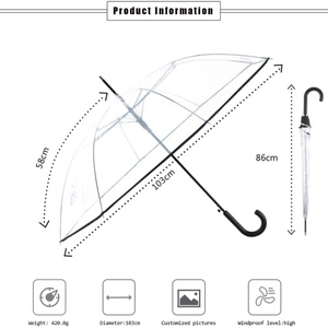 Transparent Wedding Fashion Manual Three-Fold Glass Fiber Ribs Ladies Mens Unisex Party Rain Auto Close All-Season Umbrella - Product Image 5