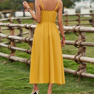 Vestido Casual de Verano, Estilo Fresco y Modesto, Color Sólido, Corte en A, para Mujer - Product Image 5