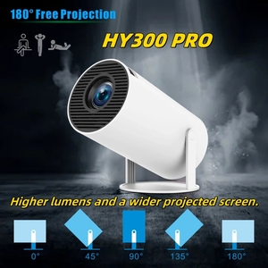 Projecteur intelligent HY300 <span class=keywords><strong>PRO</strong></span> à vente chaude, système Android 11.0, 120 lumens, projecteur portable - Product Image 2