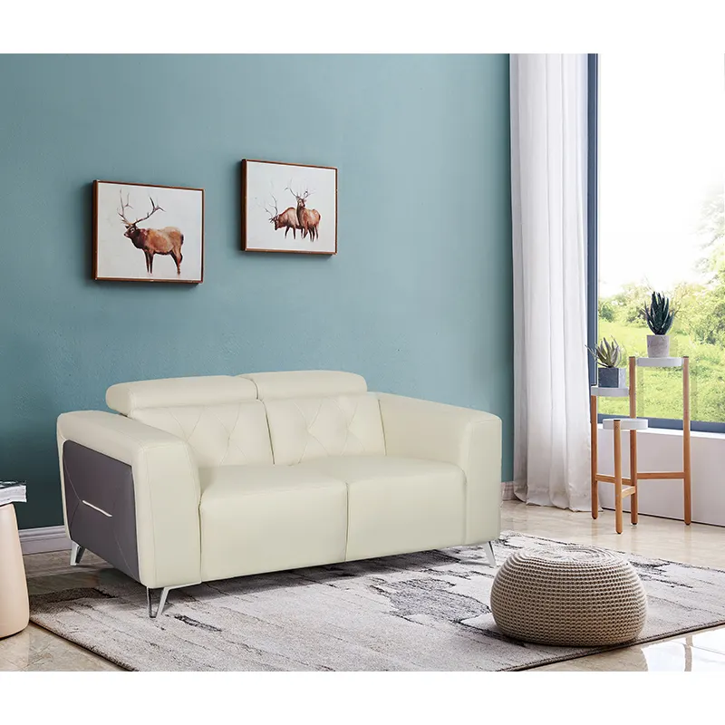 أريكة إيطالية فاخرة من الجلد المنجد بتصميم كلاسيكي على الطراز الاسكندنافي أريكة لغرفة المعيشة والصالة بيج