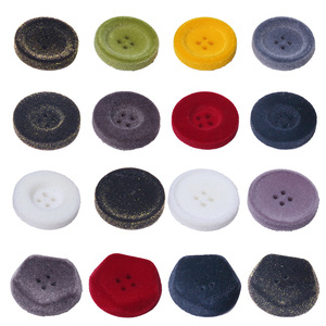 Resin Flocked Round <b>Buttons</b> With Four Holes For Clothing And Coats - Product Image 1