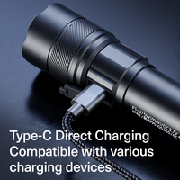 Lampe torche tactique SUPERFIRE F1-N 440LM étanche et zoomable, corps en aluminium, rechargeable par USB, faisceau de 345 m, 4 LED, EDC, extérieur