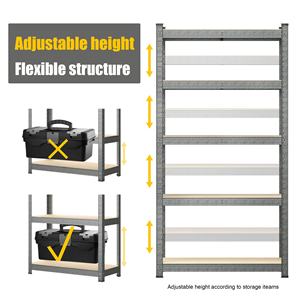 מדף איכותי בן 5 קומות 180x90x40 ס\\\"מ, מדפים תעשייתיים למחסן, מדפים ללא ברגים, מדף מגולוון - Product Image 3