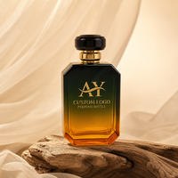 Flacon pulvérisateur de parfum octogonal personnalisé avec logo, en verre ambre vert dégradé, vente en gros