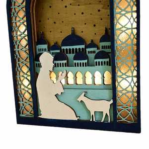 ของตกแต่งผนังรูปโค้งแบบอิสลามสำหรับงานปาร์ตี้ ของประดับตกแต่งไม้แขวนผนังสำหรับเทศกาลอีดและรอมฎอน ป้ายอวยพรมูบาร็อก - Product Image 5