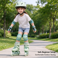 Ensemble de patins à roulettes réglables avec 8 roues LED clignotantes, casque, genouillères, patinage en ligne extérieur pour garçons et filles