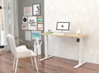 Bureau d'ordinateur moderne électrique en panneau de bois, convertible, extensible, pour gamer, avec moteur unique, réglable, optionnellement fixable au mur, pour la maison