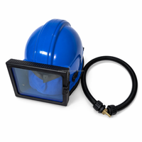Casque de sablage de sécurité professionnel de qualité industrielle, entièrement fermé, anti-éclaboussures, respirant, à large champ de vision, bleu