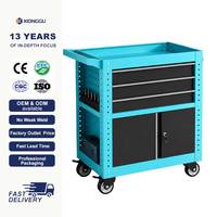 Chariot à outils turquoise avec support pour perceuse, chariot de garage en acier, armoire à tiroirs verrouillable, poste de travail pour mécanicien et maintenance