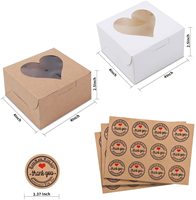 Boîte à cupcakes carrée rigide en papier kraft avec fenêtre, matériaux recyclés, emballage alimentaire pour gâteaux, cadeaux de Pâques et de la Saint-Valentin